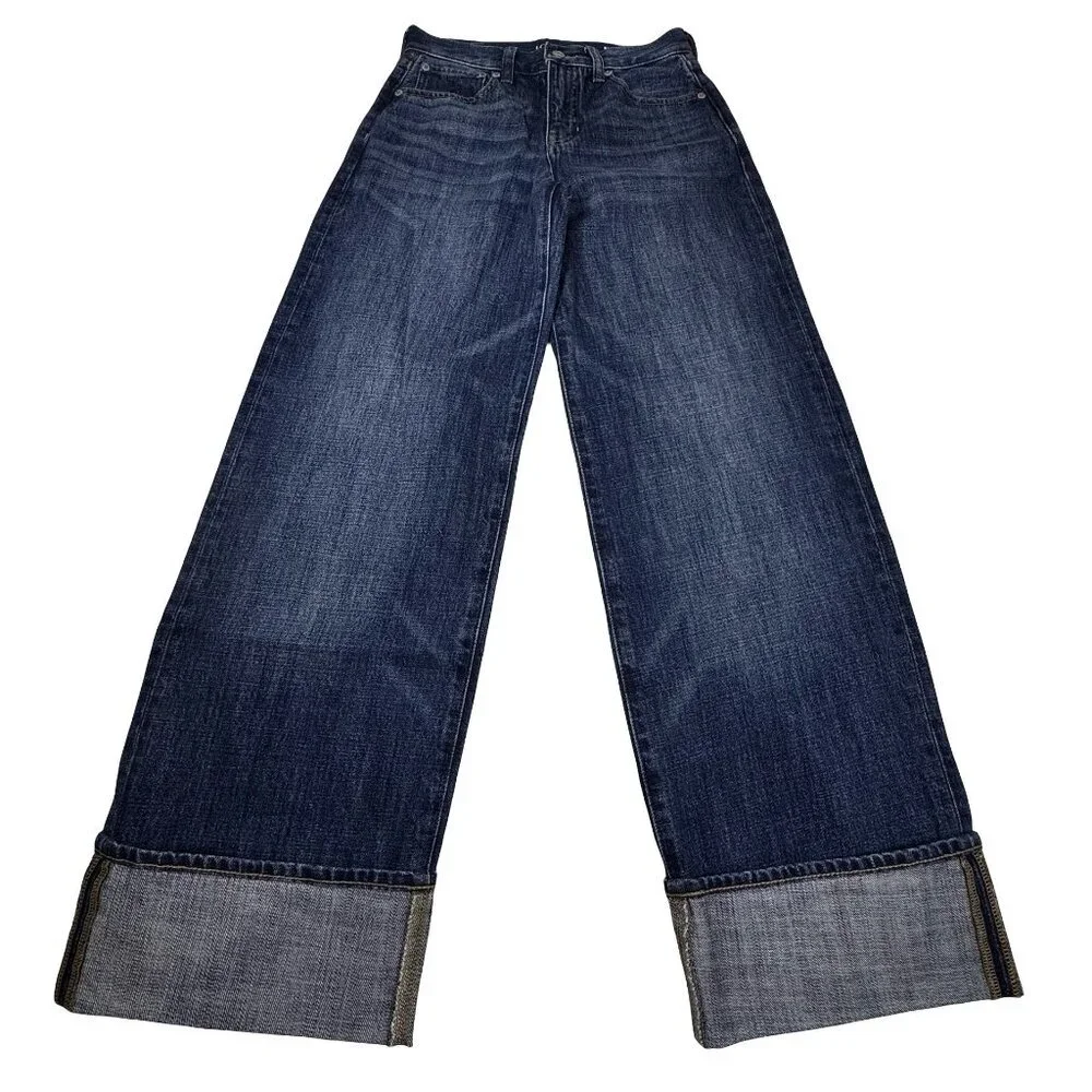 J. Crew Wide Leg Jeans Sz 24 5 Pockets Dark Wash Relaxed Fit Denim - Picture 14 of 14